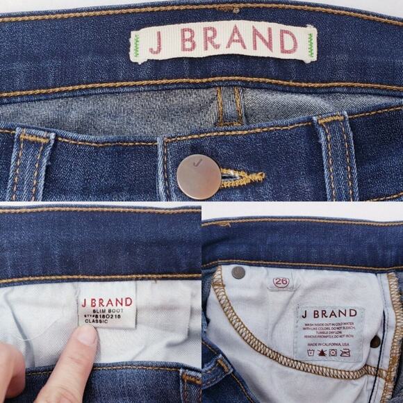 J Brand Classic Slim Boot Cut Mide Rise Medium - Dark Wash Denim Jeans Size 26 - Picture 7 of 7